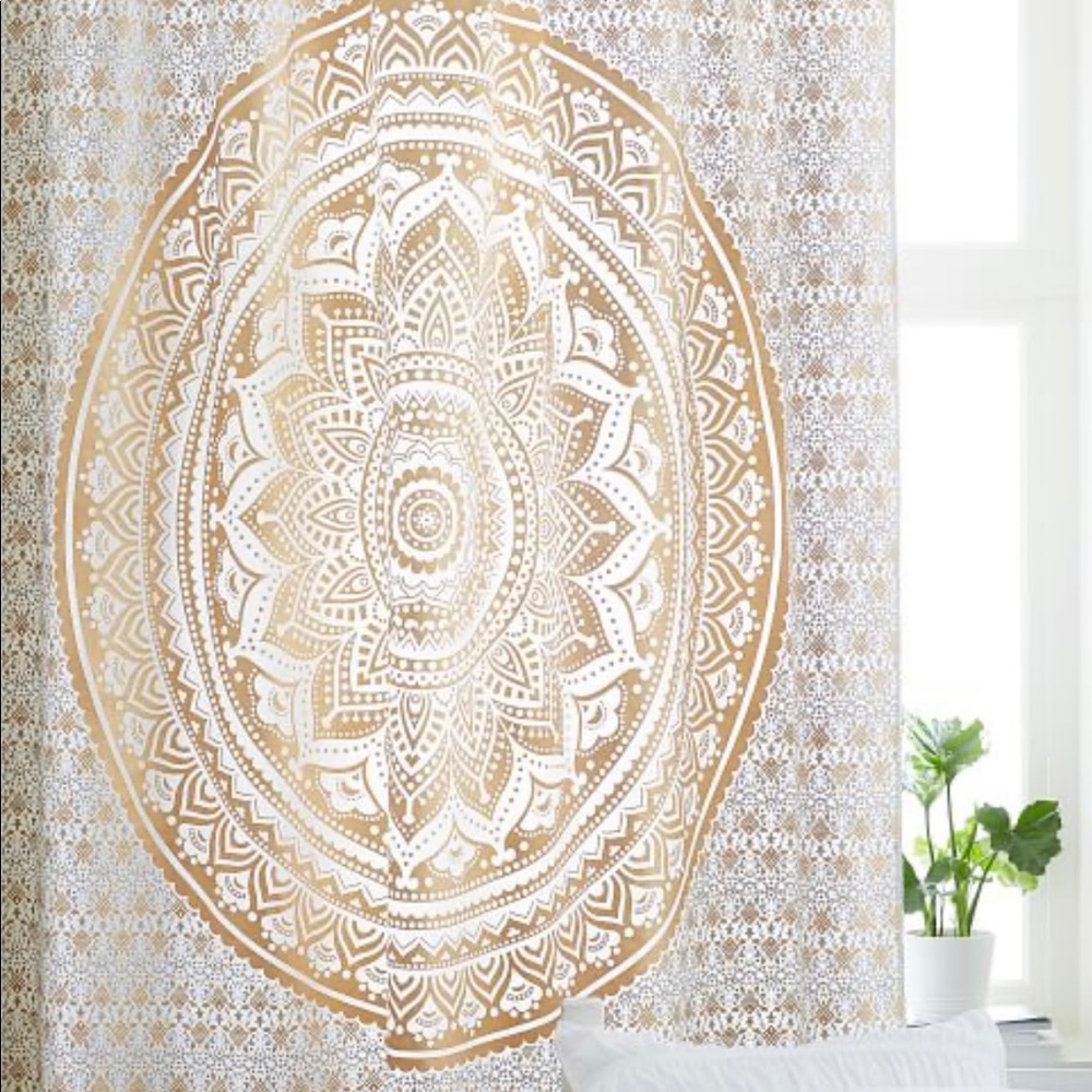 Gorgeous Boho White and Gold Mandala Tapestry - Picture 5 of 5